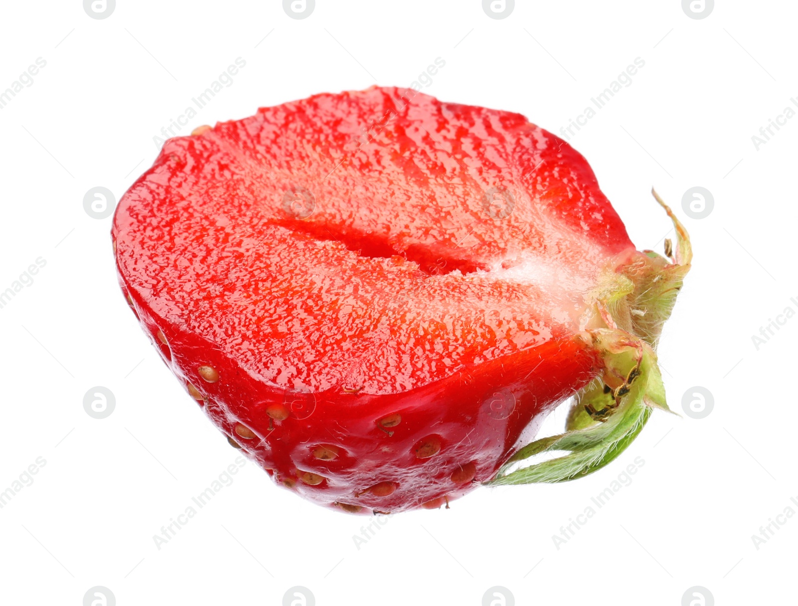 Photo of Piece of delicious ripe strawberry isolated on white