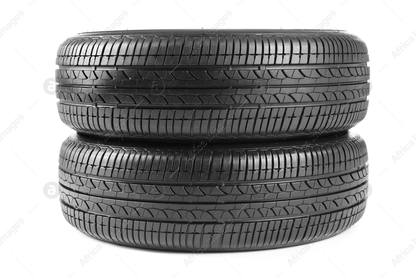 Photo of Car tires on white background