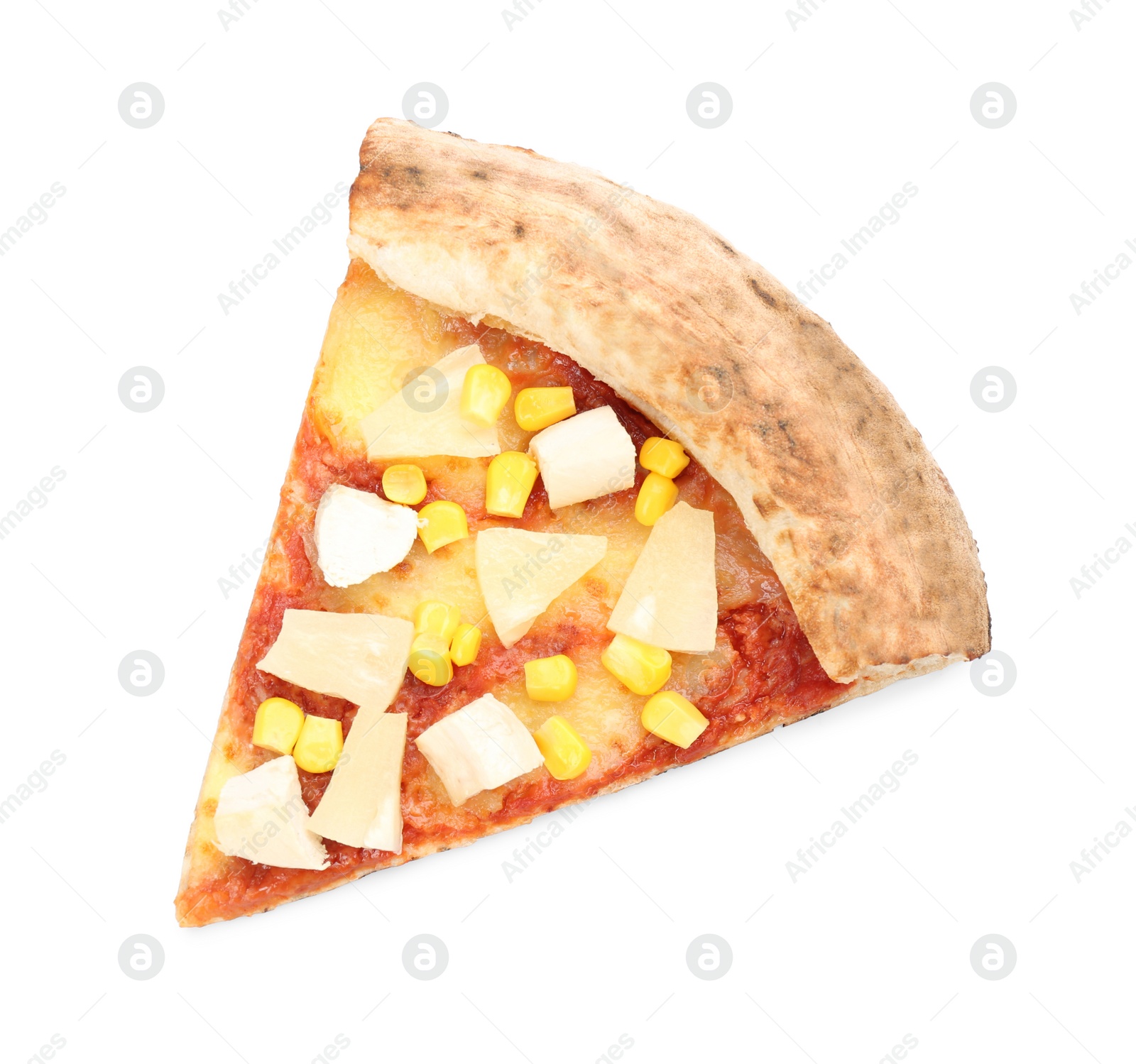 Photo of Slice of delicious pizza isolated on white