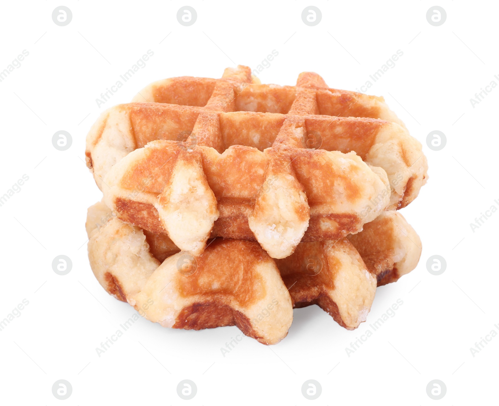 Photo of Two delicious Belgian waffles isolated on white