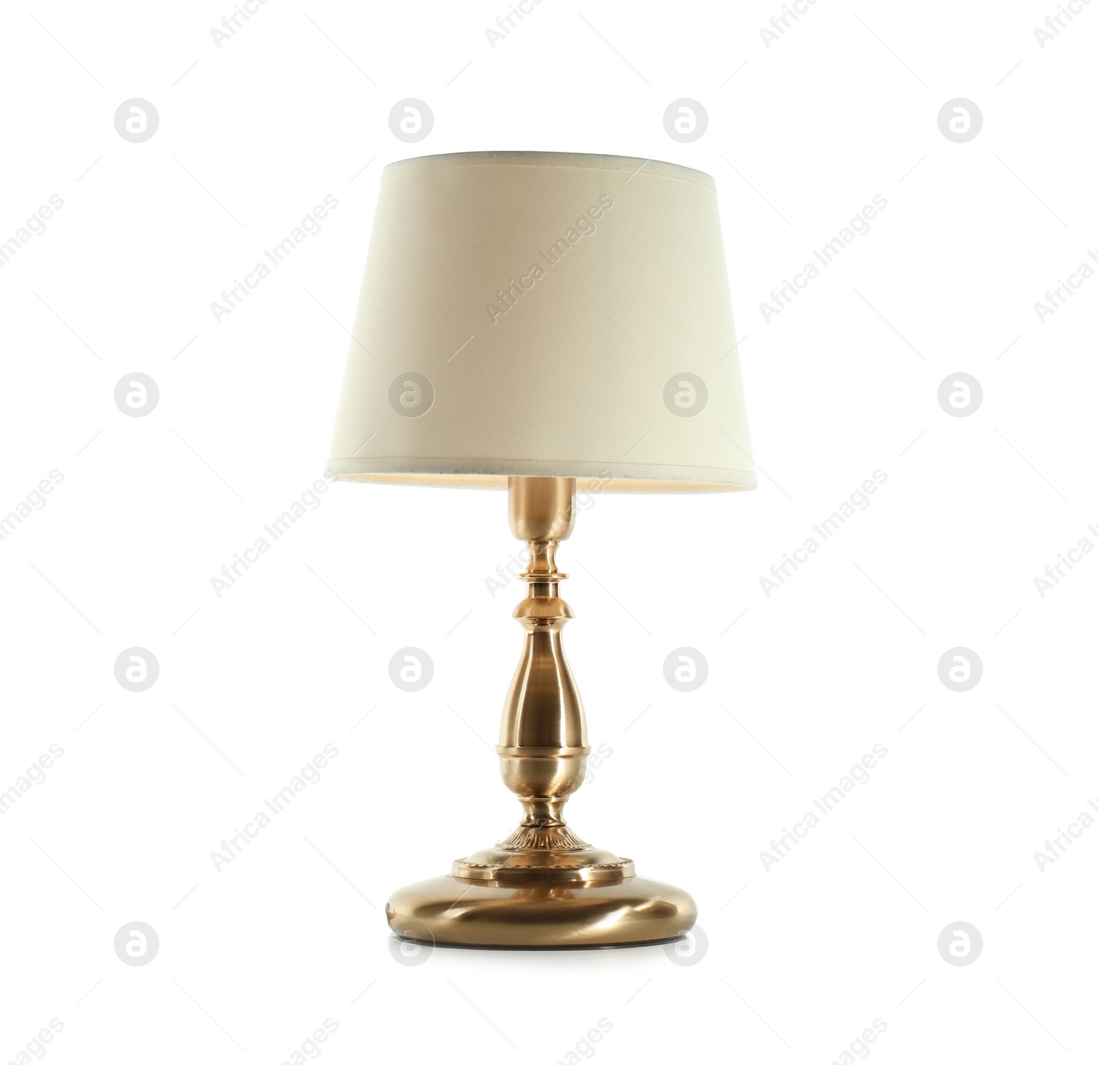 Photo of Stylish table lamp on white background. Idea for interior design