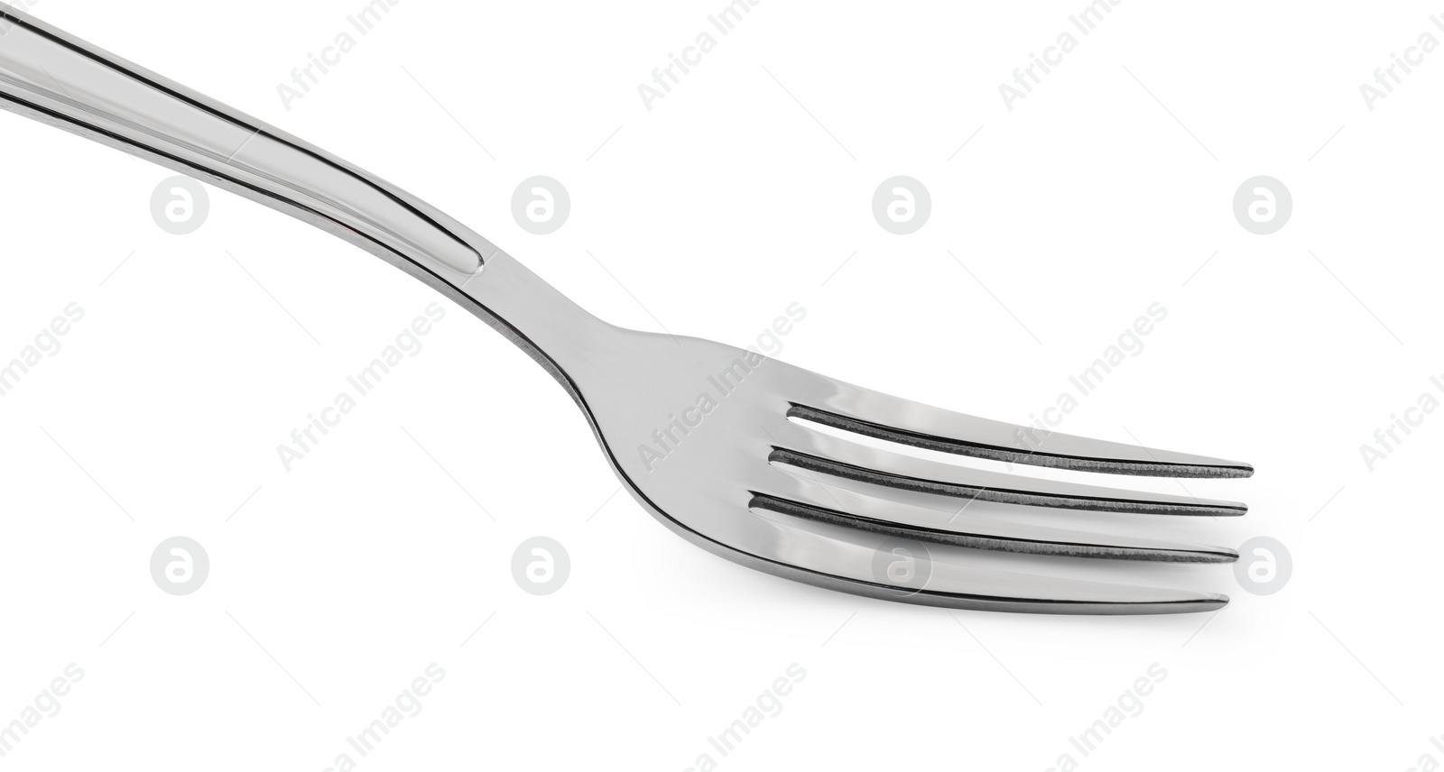 Photo of One new metal fork isolated on white
