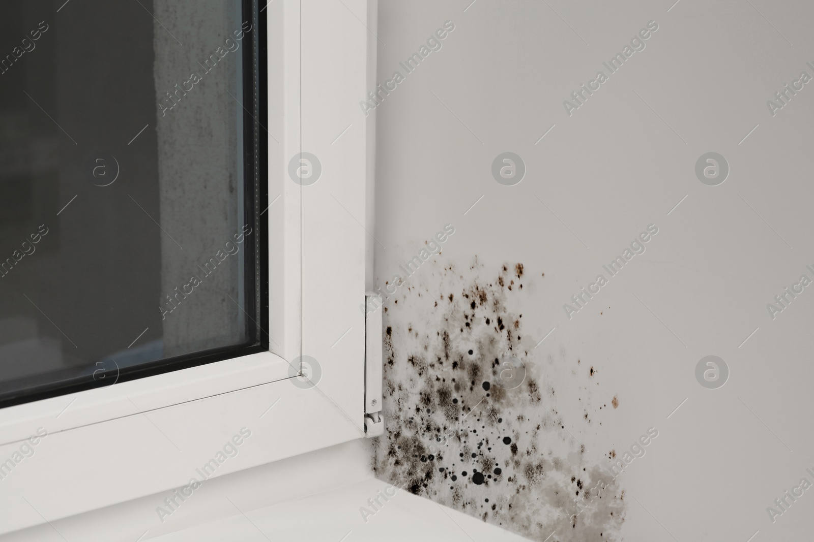 Image of Window slope affected with mold in room