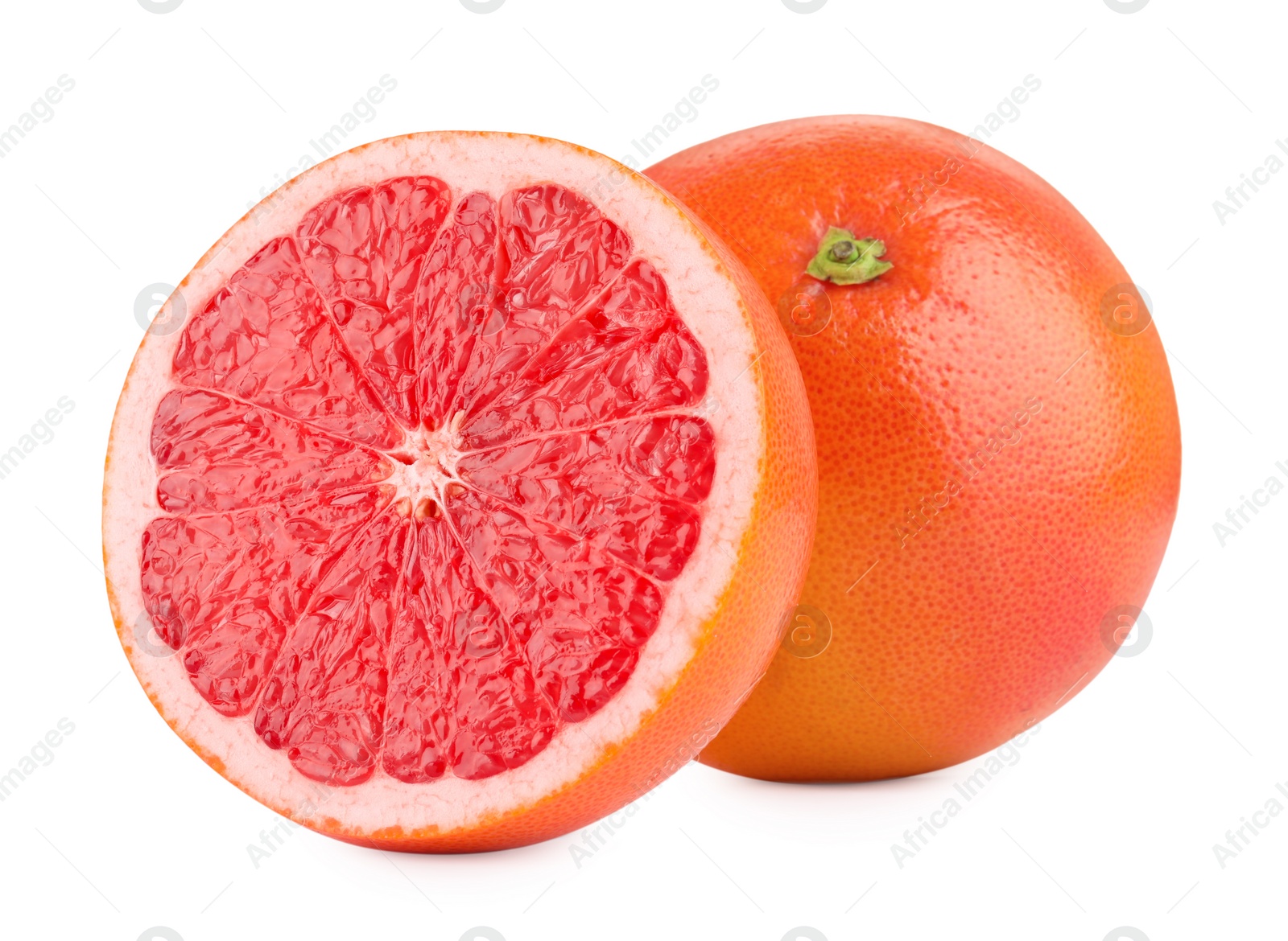 Photo of Fresh ripe grapefruits isolated on white. Citrus fruit