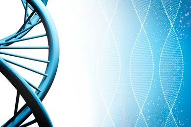 Image of Illustrations of DNA structure on blue gradient background