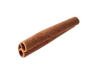 Photo of One aromatic cinnamon stick isolated on white