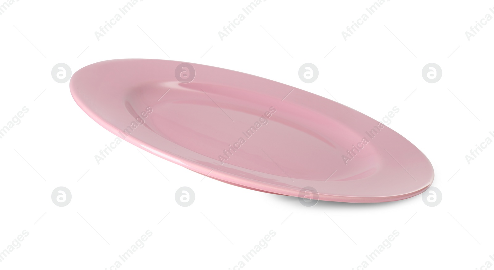 Photo of One beautiful pink plate isolated on white