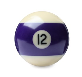 Photo of Billiard ball with number 12 isolated on white