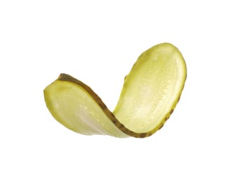 Photo of Slice of pickled cucumber isolated on white