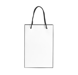 Image of Stylish gift paper bag isolated on white