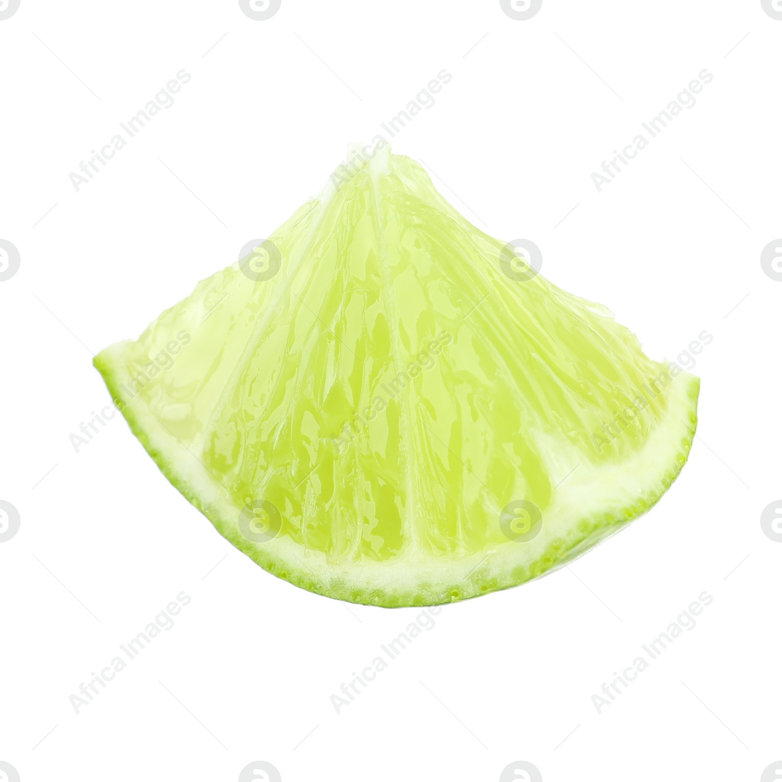 Photo of Piece of fresh green ripe lime isolated on white