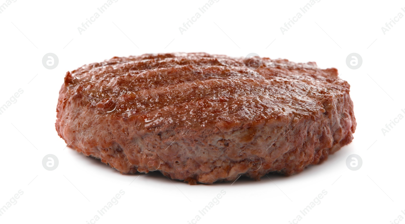 Photo of Tasty grilled hamburger patty isolated on white