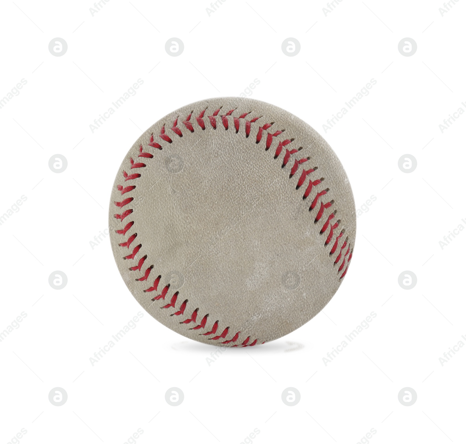 Image of Old worn baseball ball on white background