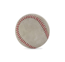 Image of Old worn baseball ball on white background