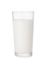 Photo of Glass of tasty milk isolated on white