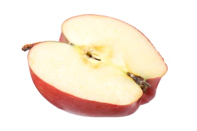 Photo of Half of ripe red apple on white background