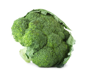 Photo of Fresh green broccoli isolated on white. Organic food