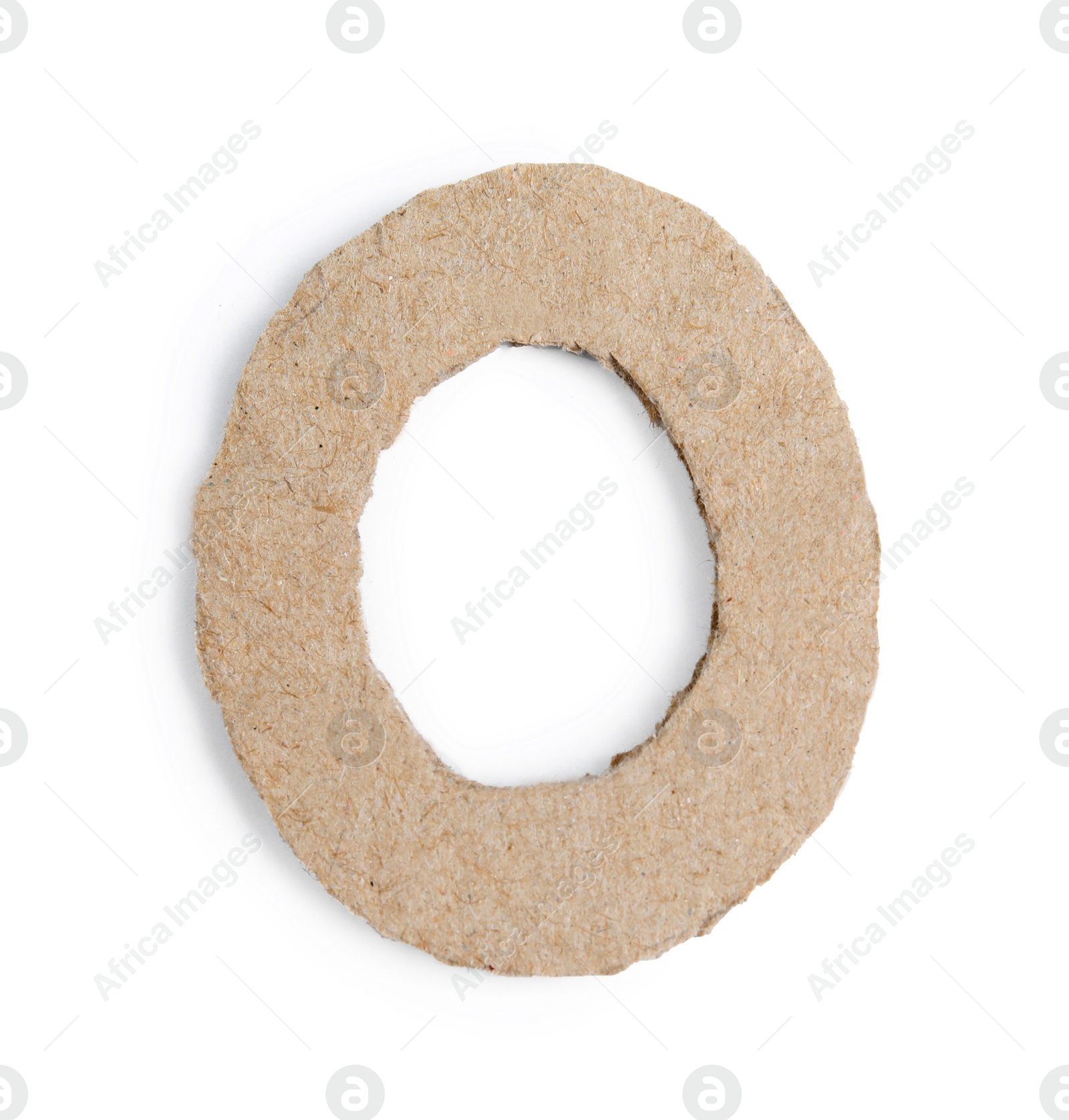 Photo of Letter O made of cardboard isolated on white