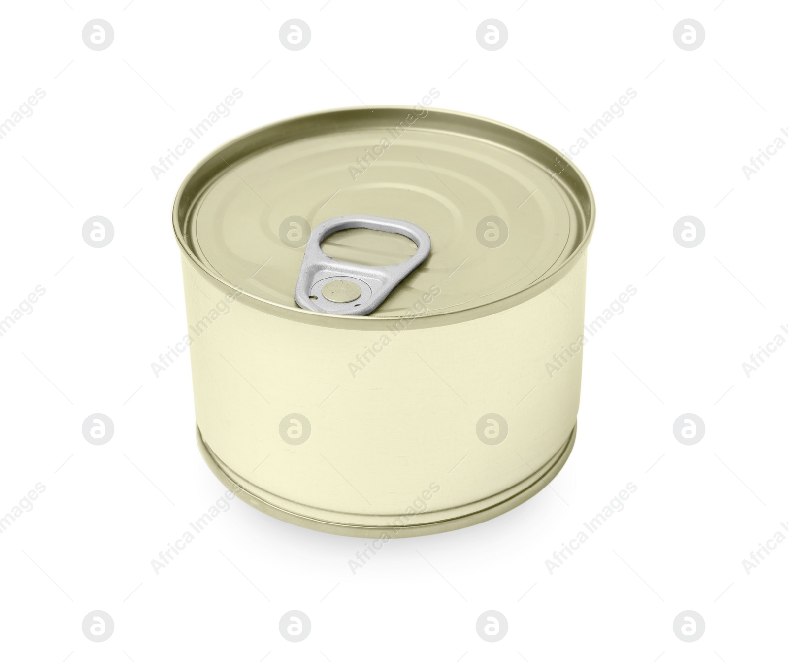 Photo of One closed tin can isolated on white