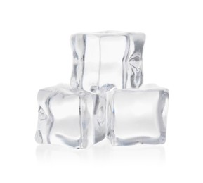 Photo of Crystal clear ice cubes isolated on white