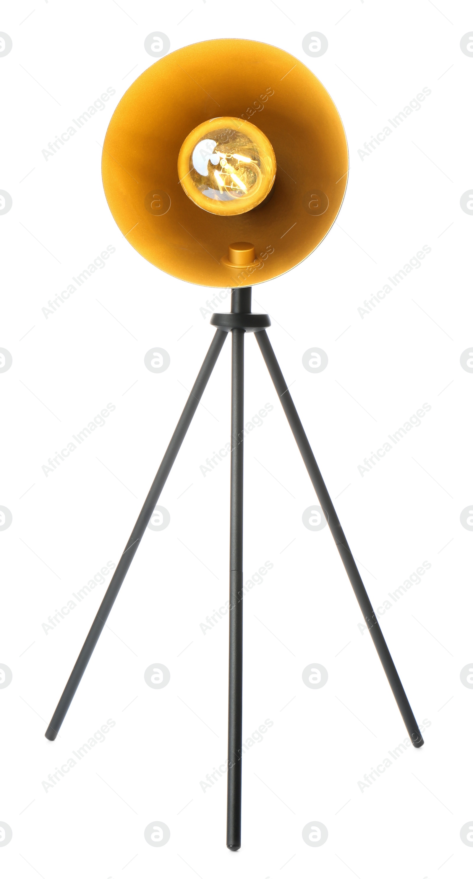 Photo of Modern lamp on white background. Idea for interior design