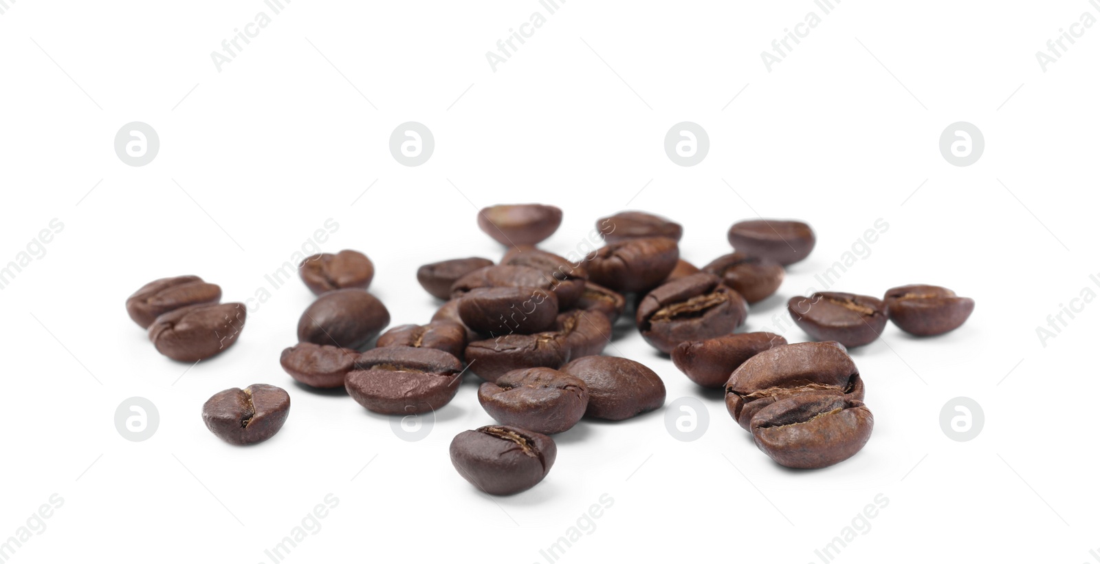 Photo of Fresh roasted coffee beans on white background