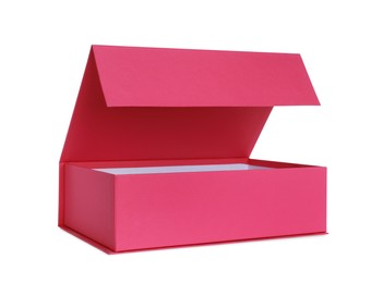 Open pink shoe box isolated on white