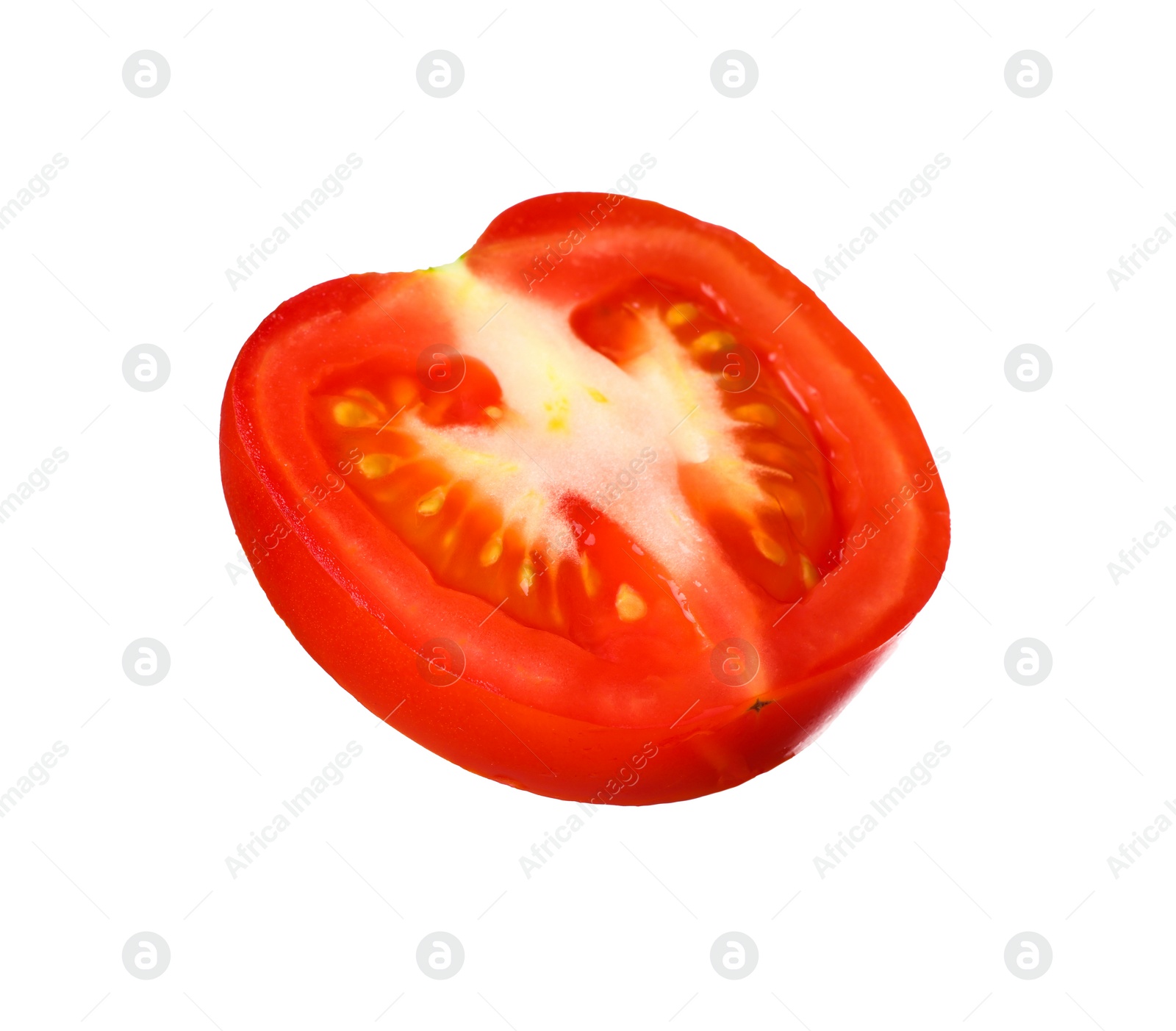 Photo of Slice of fresh ripe tomato isolated on white