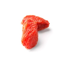 Photo of Tasty dried goji berries on white background