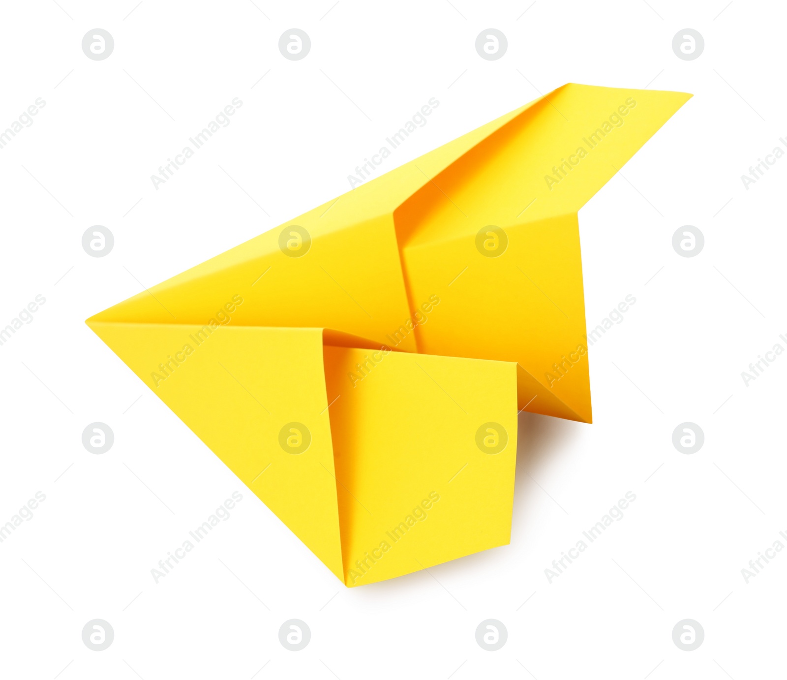 Photo of Handmade yellow paper plane isolated on white