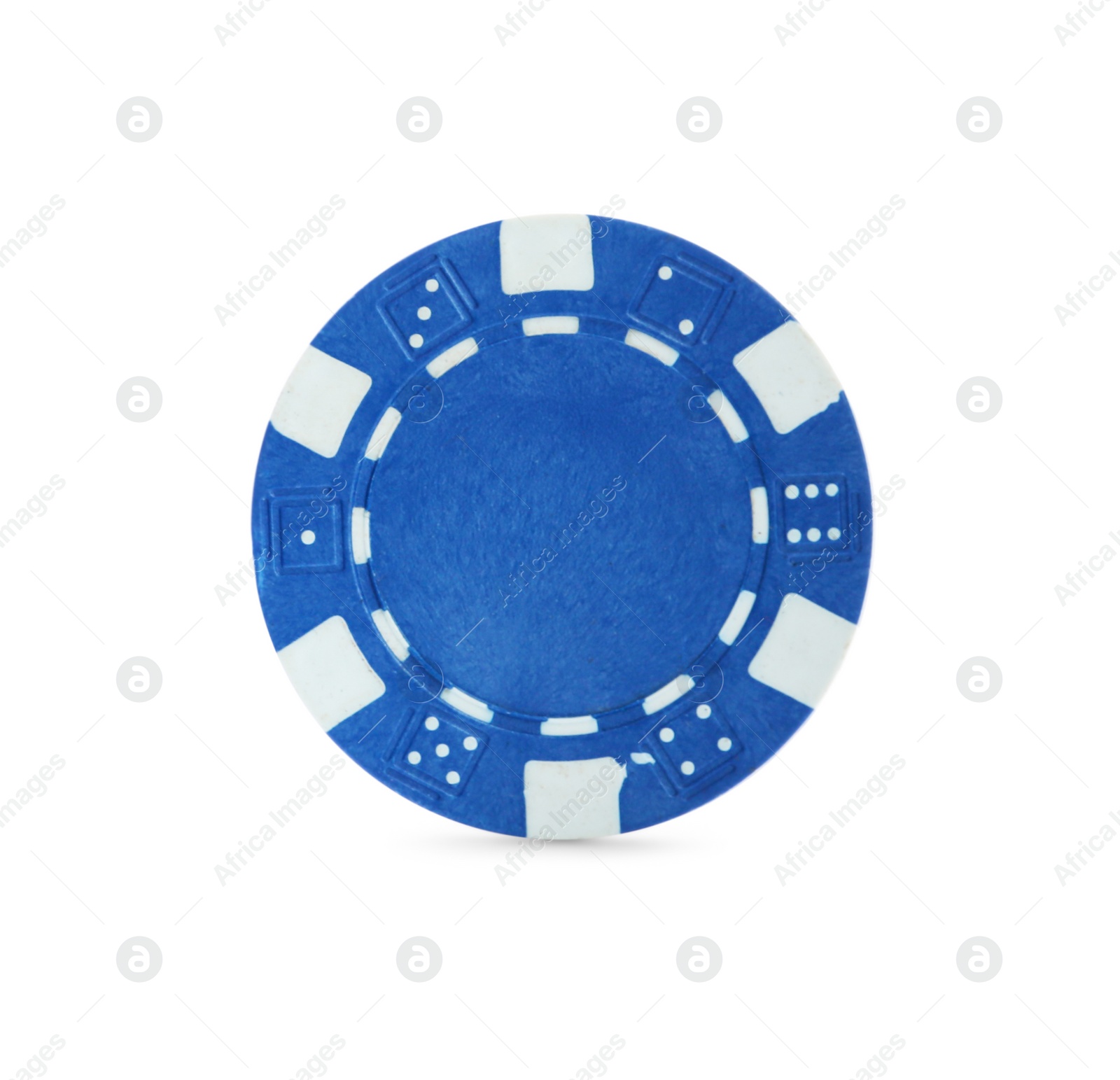 Photo of Blue casino chip isolated on white. Poker game