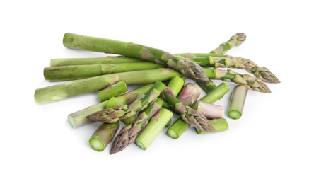 Fresh raw asparagus isolated on white. Healthy eating