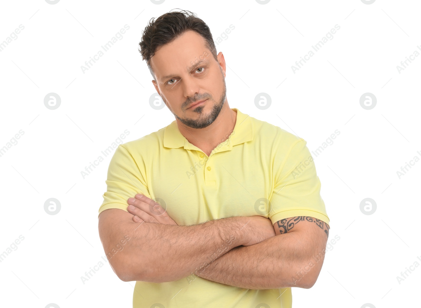 Photo of Portrait of handsome man on white background