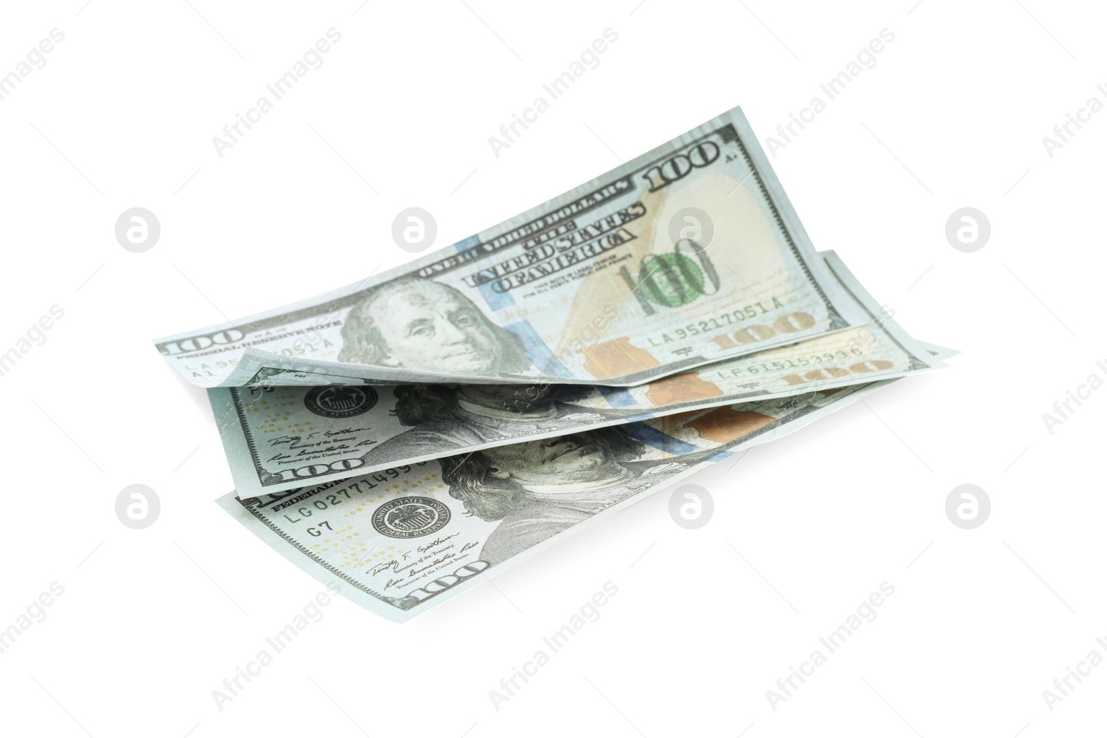 Photo of Dollar banknotes isolated on white. American national currency