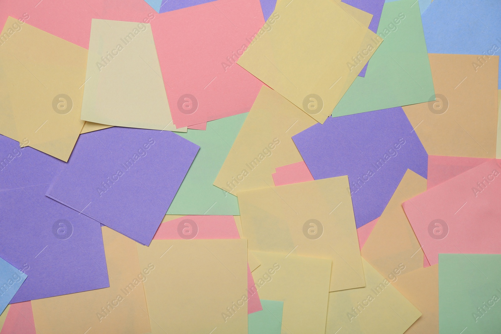 Photo of Many colorful stickers as background, top view