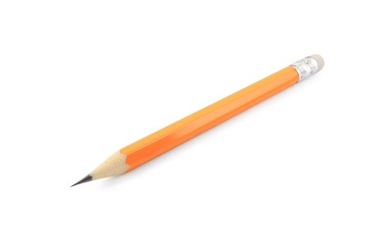 Sharp graphite pencil isolated on white. School stationery