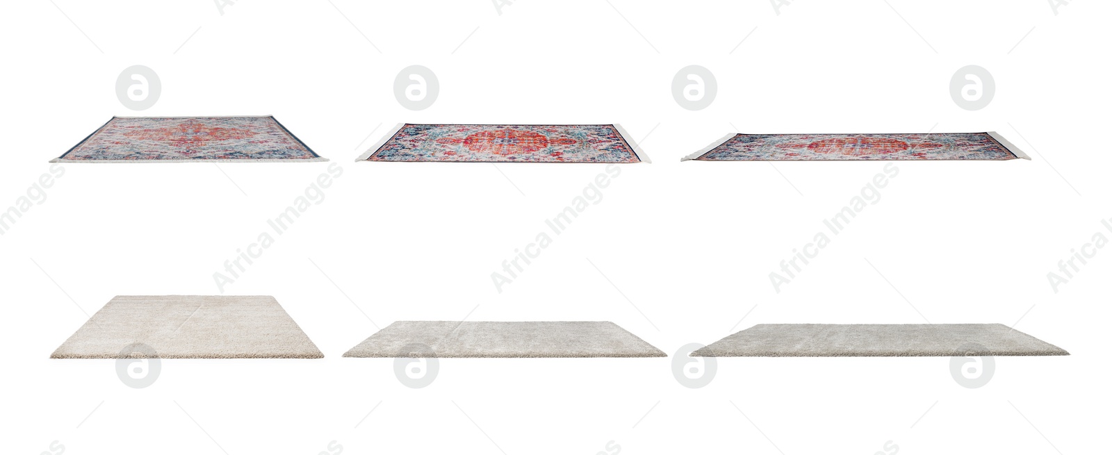 Image of Two beautiful carpets isolated on white, set