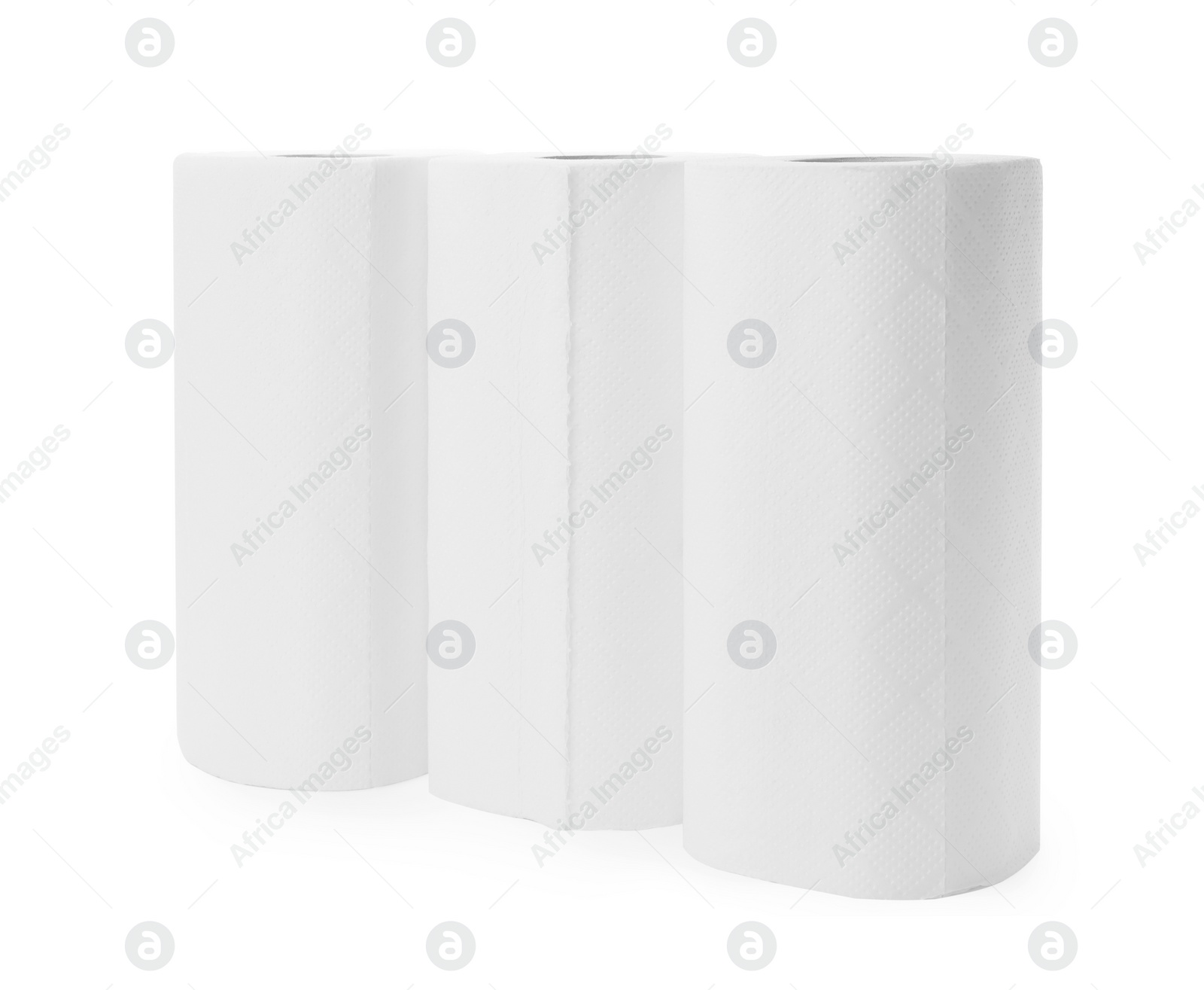 Photo of Rolls of paper towels isolated on white