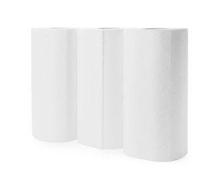 Photo of Rolls of paper towels isolated on white