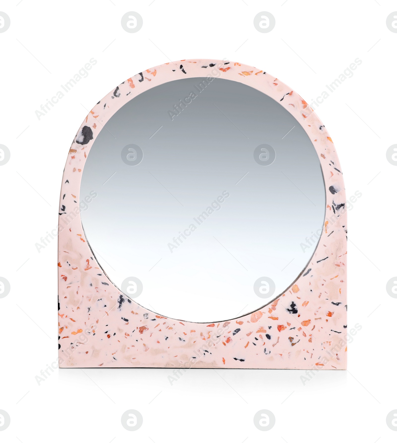 Photo of Beautiful modern mirror isolated on white. Home decor