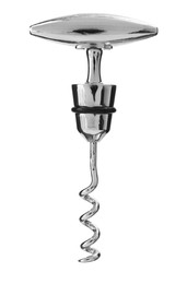 Photo of One metal corkscrew isolated on white. Kitchen utensil