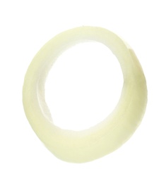 Photo of Fresh tasty onion ring on white background