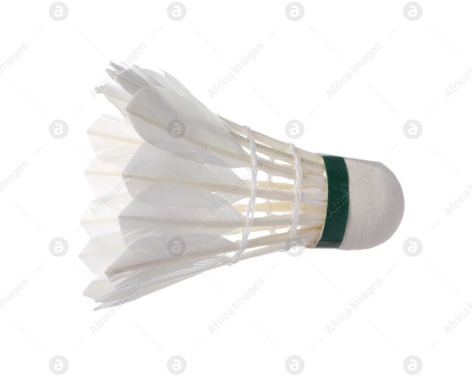 Photo of One feather badminton shuttlecock isolated on white