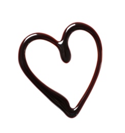 Photo of Heart made of dark chocolate on white background, top view