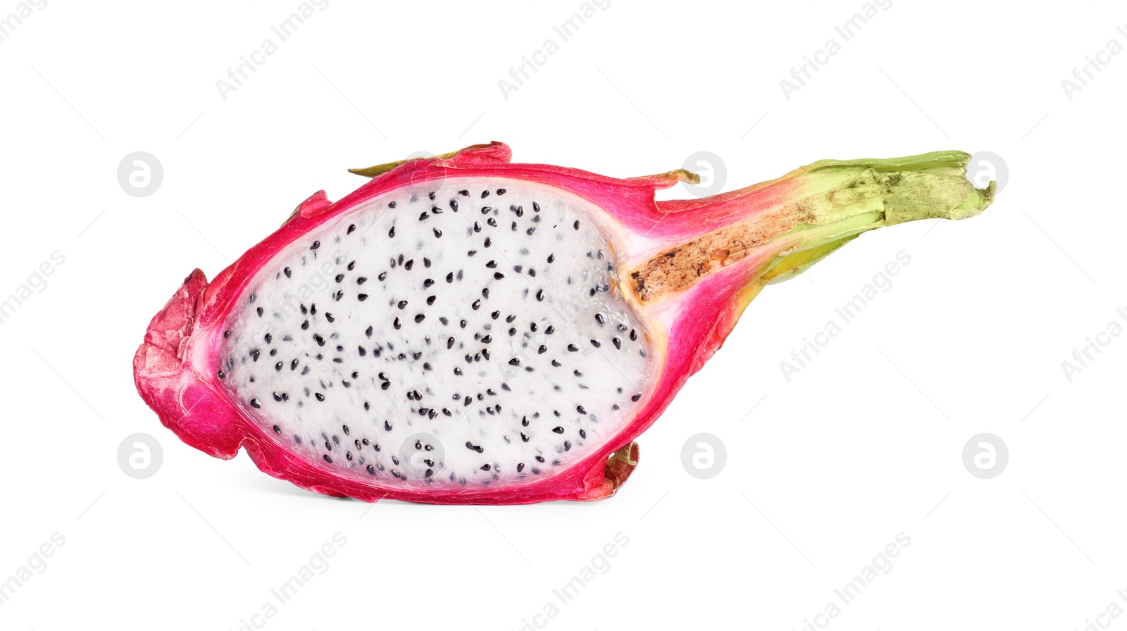 Photo of Half of exotic dragon fruit isolated on white