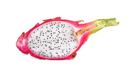 Half of exotic dragon fruit isolated on white