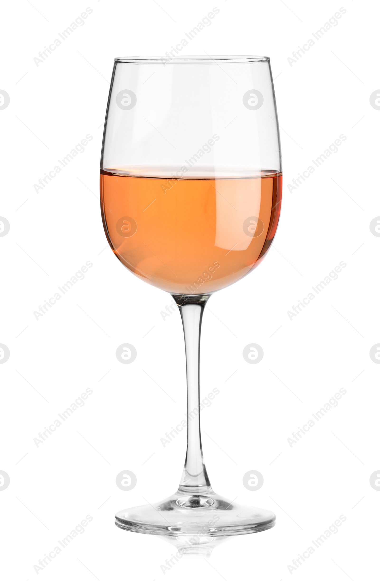 Photo of Rose wine in glass isolated on white