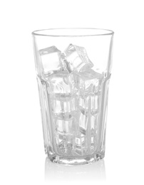 Photo of Ice cubes in glass isolated on white