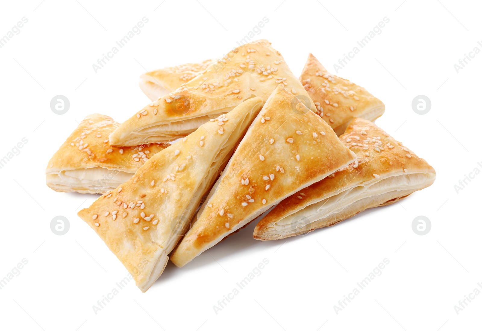 Photo of Delicious fresh puff pastries isolated on white