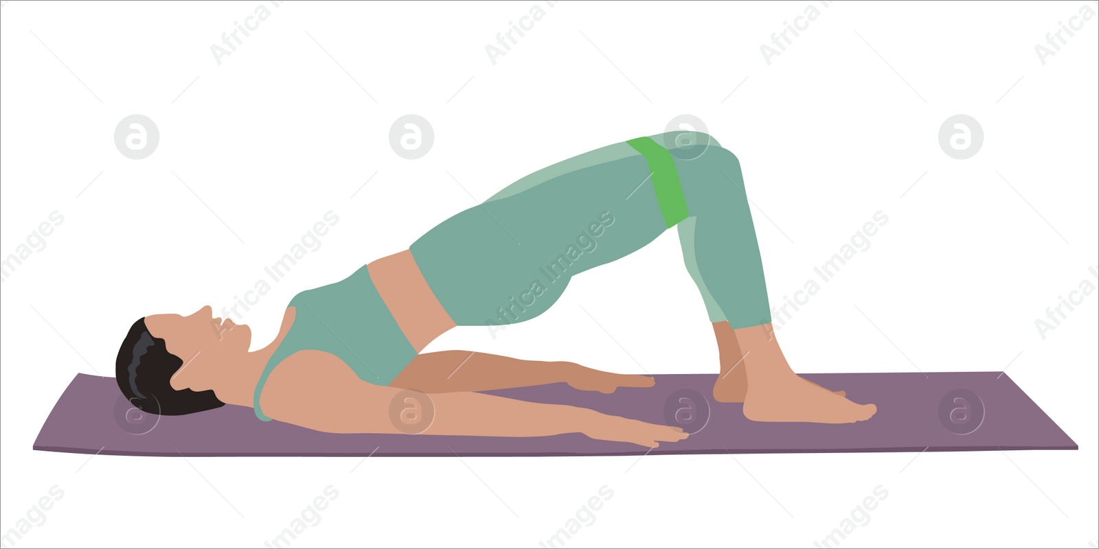 Illustration of Woman doing exercise with fitness elastic band on white background